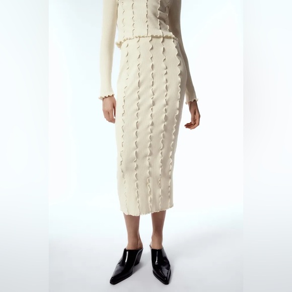 NWT ZARA SEAMED RIB High Rise Midi Skirt‎ with Elastic Waistband 6050/813 Size S - Picture 11 of 16